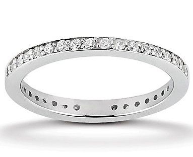 14K WG ROUND DIAMOND ETERNITY WEDDING STACKABLE BAND  