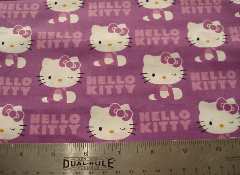 COTTON Fabric Sanrio Hello Kitty WINK on Lt Purple BTY  