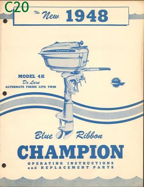 Antique Champion outboard owners manual parts catalog  