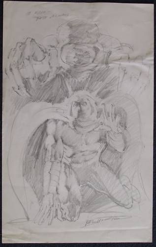 Orig Bill Sienkiewicz MOON KNIGHT Signed Pencil Drawing  