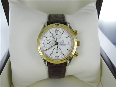 GENTS OMEGA SPEEDMASTER AUTOMATIC 18KT Y/ GOLD AND SS CHRONOGRAPH 