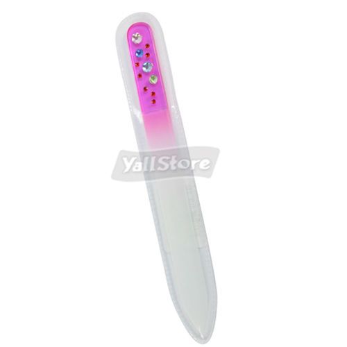 New 4 PCS Crystal Glass Nail Files 5.5 W/ 11 Rhinestone  