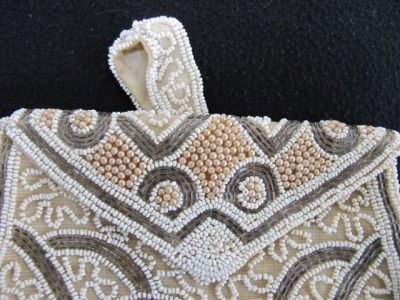 ANTIQUE VINTAGE ART DECO FLAPPER BEADED PURSE BAG c1930  