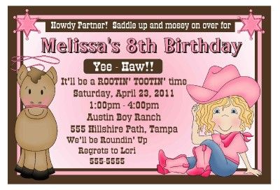 WESTERN COWGIRL BIRTHDAY PARTY INVITATIONS ~ DIGITAL  