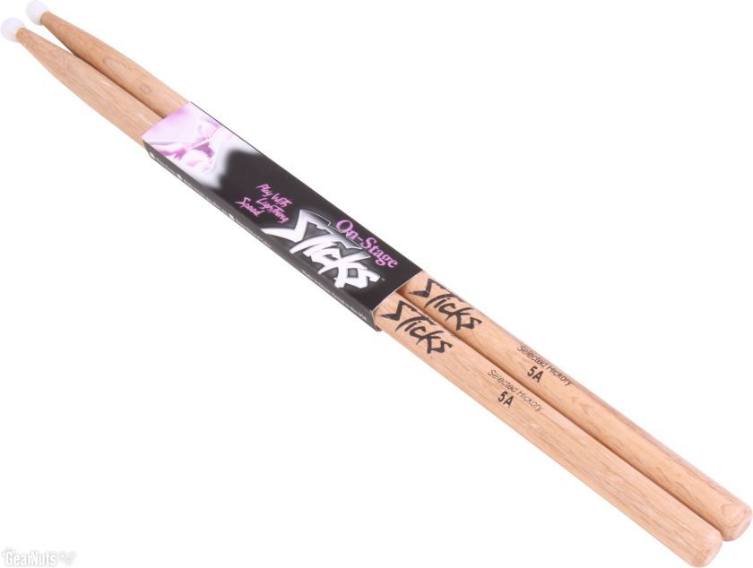   5A Nylon Tip Hickory Drumsticks (5A Nylon Tip Hickory Pair)  