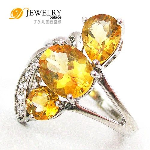 925 Silver 3.3ct Genuine Citrine Ring FASHION 3 Stones ON SALE  