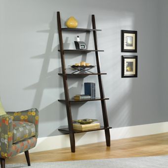   Edge RTA Grand Lake Ladder 5 Shelf Wood Bookcase   Espresso  