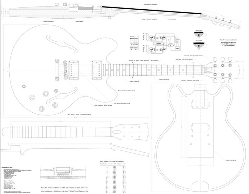 Guitar Plans Gibson® ES 335 STYLE FULL SIZE PLANS  