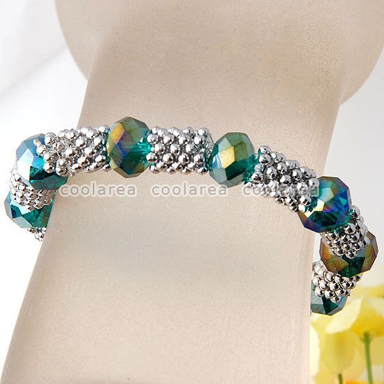 1X Crystal Glass Beads Pave Woven Stretch Bracelet 7 9/Color Flower 