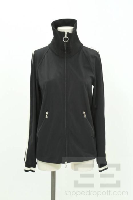 Prada Navy & Black Sporty Stripe Track Jacket Size Medium  