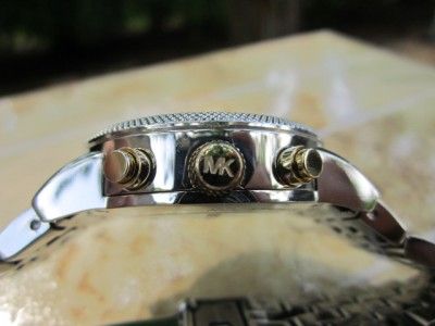 Michael Kors Womens Two tone Bracelet Gold/Silver Chronograph Watch 