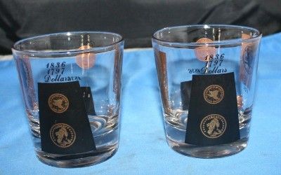 Vtg Black & Gold Coin Old Fashioned Glasses Barware 2  