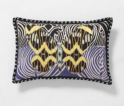 ANTHROPOLOGIE KHARI BLUEWING DECORATIVE PILLOW 16x 24  