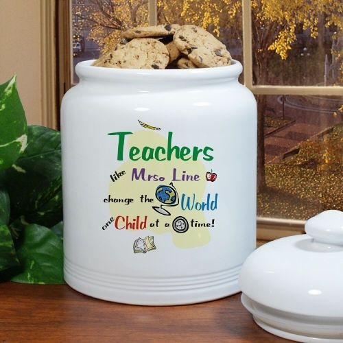 Custom Teachers Change The World Ceramic Cookie Jar  
