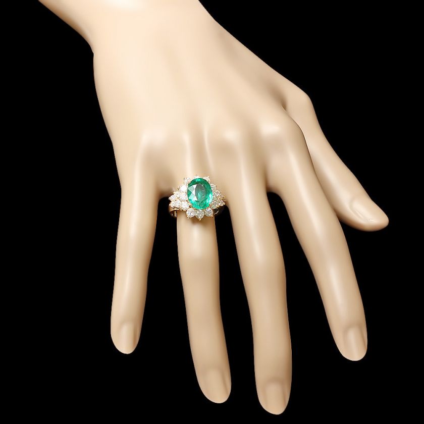   CERTIFIED 14K YELLOW GOLD 4.00CT EMERALD 1.75CT DIAMOND RING  