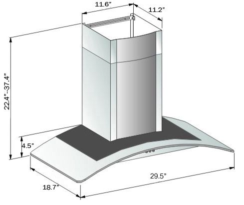   30 Wall Mount Stainless Steel Glass Range Hood S668A75 Stove Vents