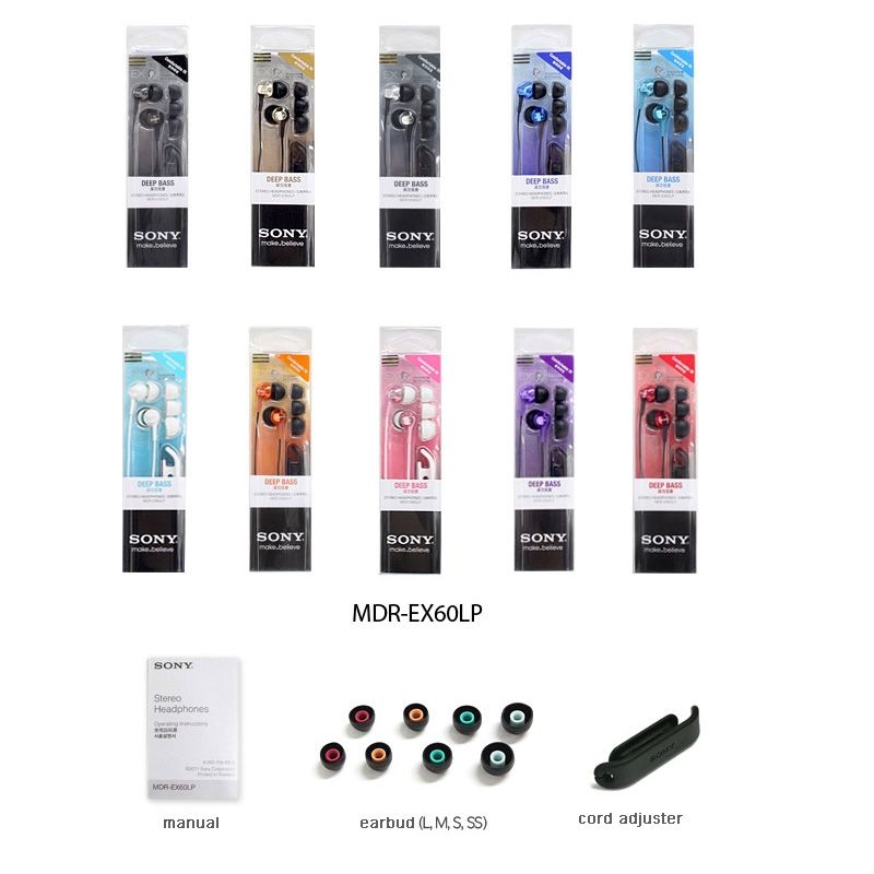   MDR EX60LP Inner Earphone Headphones dynamic powerful bass 10 colors