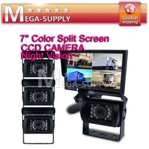 4CH 7 Rear View Monitor +4xCCD Trucks Reversing Camera