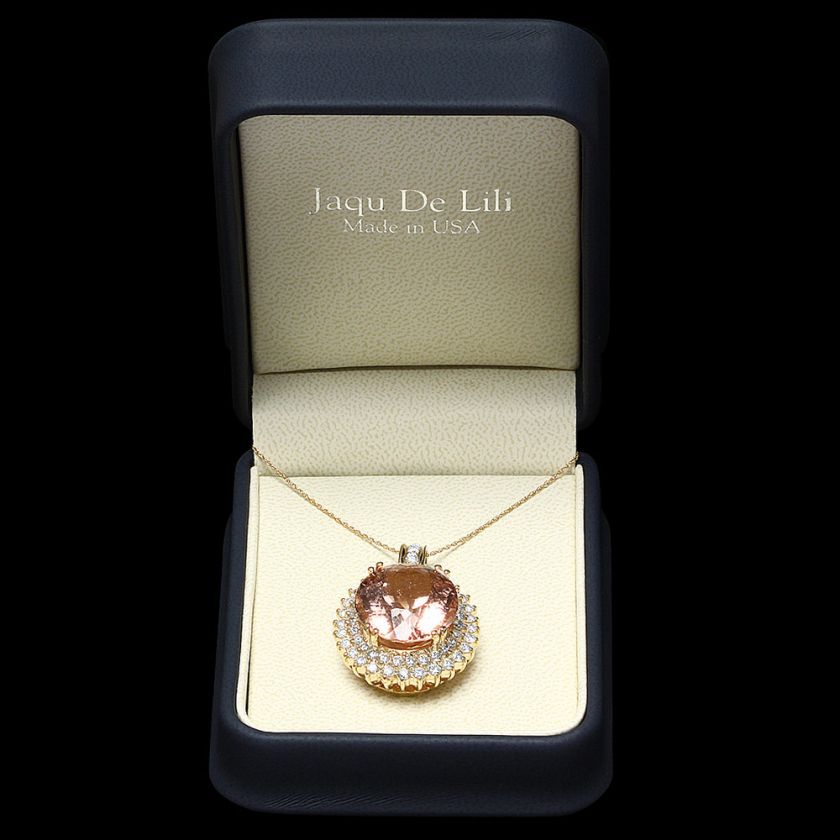 22500 CERTIFIED 14K YELLOW GOLD 27CT MORGANITE 3CT DIAMOND PENDANT 