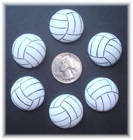 6PC VOLLEYBALL SPORT SPIKE RESIN FLAT BACK FLATBACK  