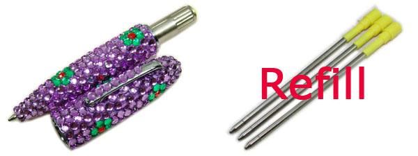 A07 5 x CRYSTAL RHINESTONE ROLLER BALL PEN IN 5 COLOR  