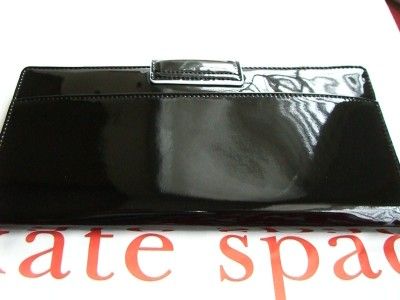 Kate Spade Pasadena Black Patent Leather Travel Wallet $175  
