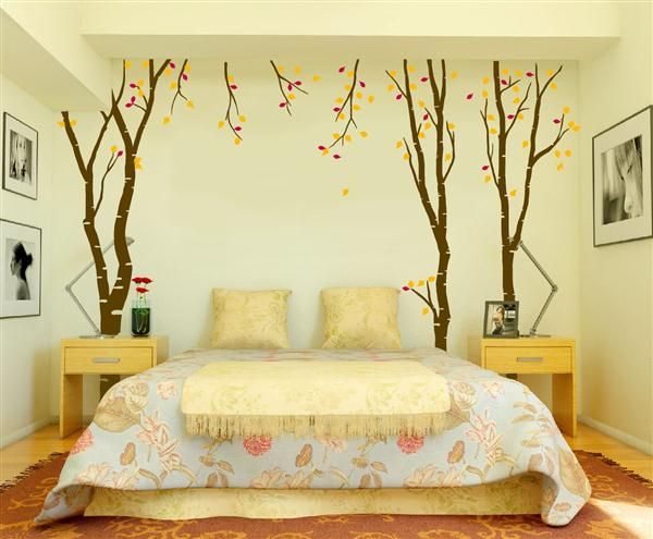 Large Wall Birch Tree Decal Forest Kids Vinyl Sticker Removable leaves 