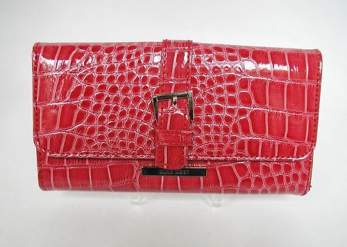 Nine West Red Leather like Checkbook Women Wallets  