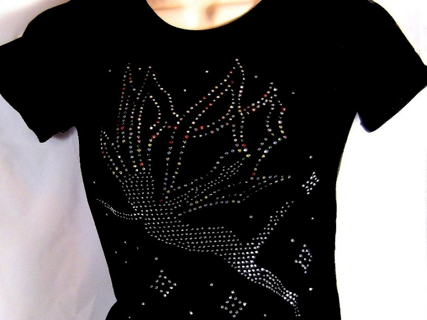 Fairy T Shirt, rhinestone, wings, fae, sidhe, magic  