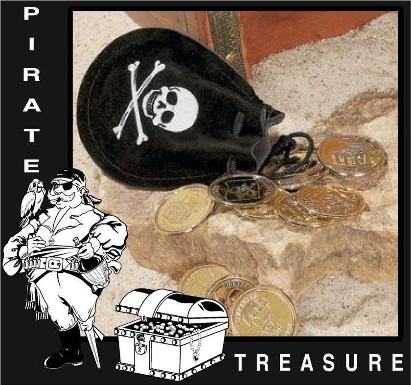 PIRATE TREASURE BAG w/ 12 DOUBLOONS * PARTY Favor * NEW  