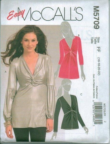 OOP McCalls Sewing Pattern Blouse Top Tunic Shirt Misses Plus Size 