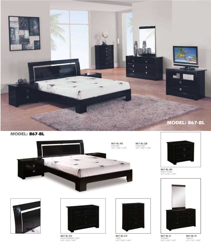 GLOBAL furniture USA B67 BL BEDROOM set modern QUEEN  