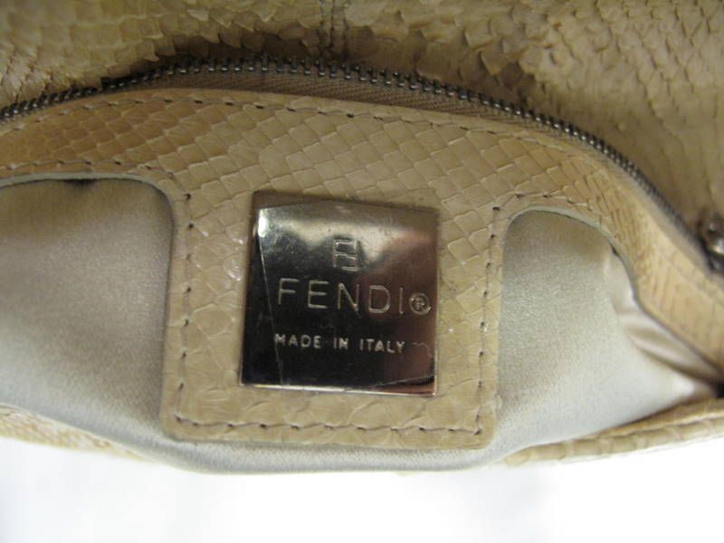 Fendi Beige Python Marble Stone Buckle Shoulder Bag  