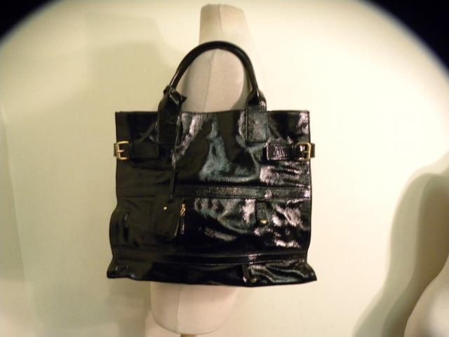 YVES SAINT LAURENT Black Patent Leather Large Tote Bag  