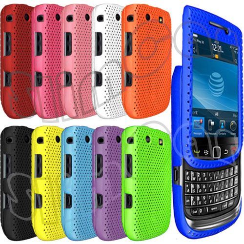 Rubber Plastic Mesh Grid Skin Case Cover for Blackberry Torch 9800 