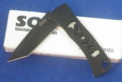 SOG Micron Tanto Black Key Ring Folding Knife  