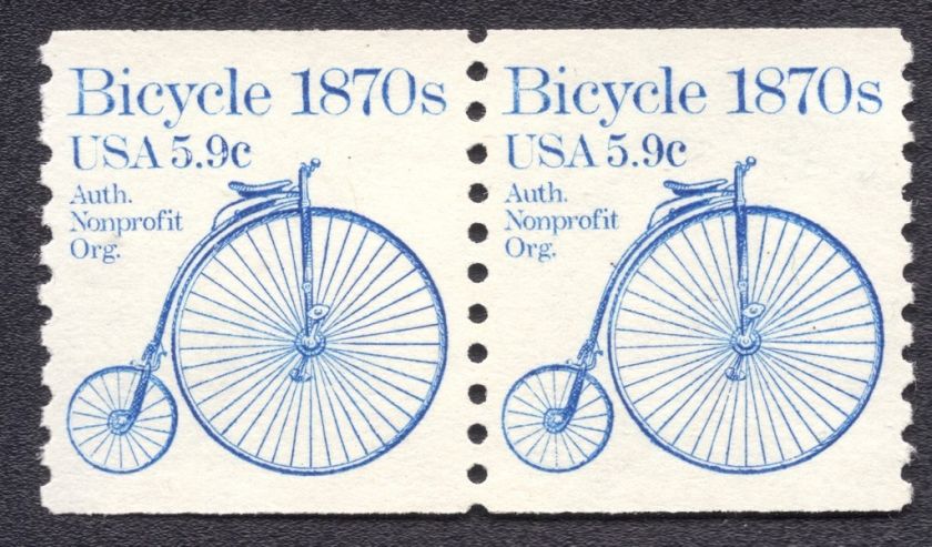 US 1901 MNH VF 5.9 Cent Bicycle 1870s Pair  