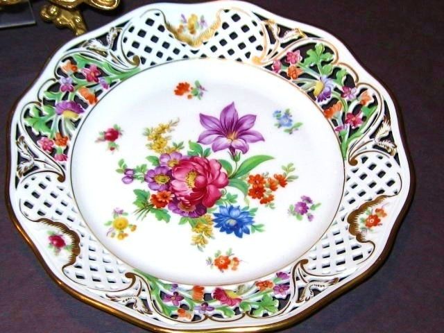 Lovely Schumann Bavaria Dresden Flowers Reticulated Plate Fab  