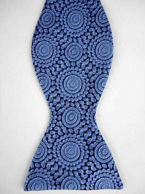 Floral Prints Gray Blue Woven 100% New Silk Mens Self Bow Tie  