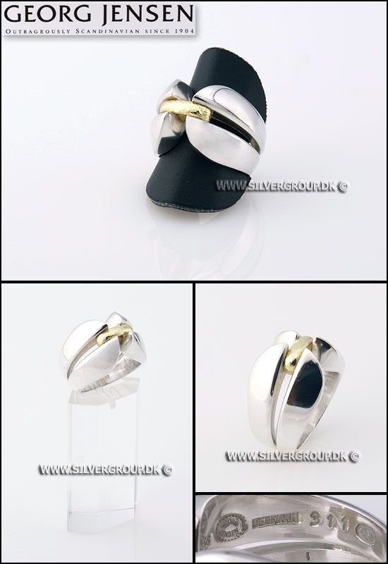 Georg Jensen Silver Ring # 311 with Gold Band  