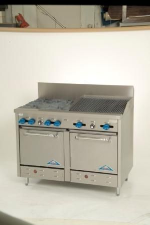 Comstock Castle 48 4 Burner Gas Range/ 24 Charbroiler, NEW, Model 