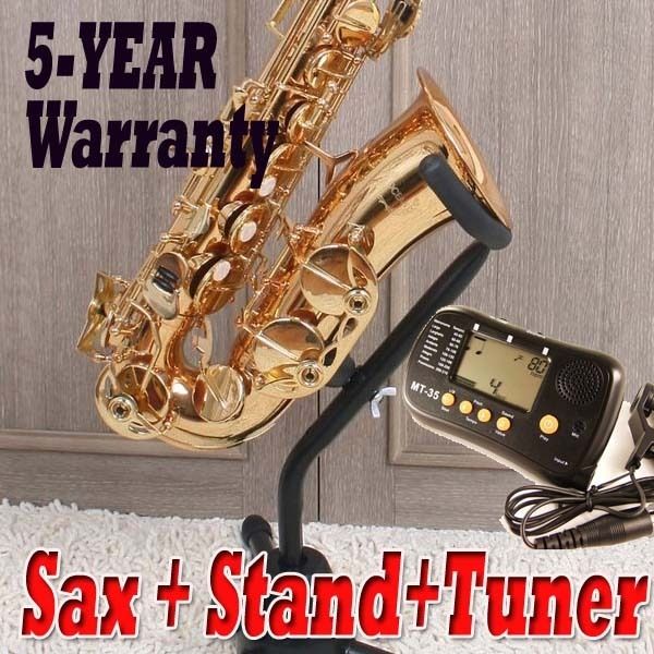 NEW ALTO SAXOPHONE Gold Plated SAX W/5 YEARS WARRANTY+Gift($39 Stand+$ 