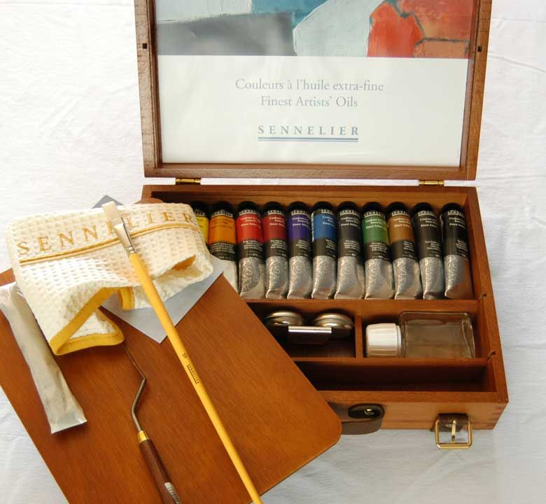 NEW SENNELIER DELUXE WOOD CASE XTRA FINE OIL PAINT SET  