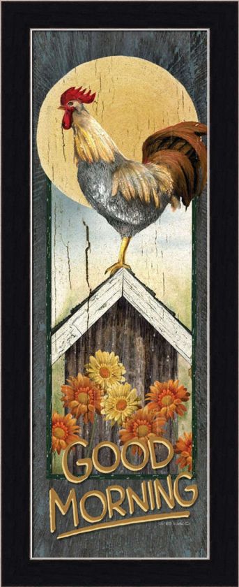 Good Morning Country Sign Rooster Kitchen Print Framed  