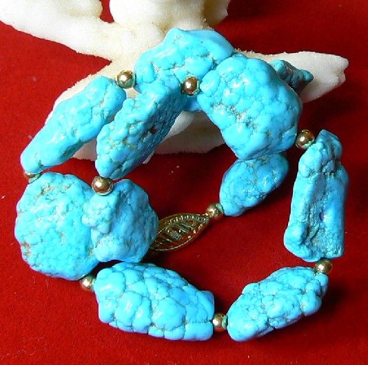  genuine baby sky blue turquoise and 14k gold bracelet the bracelet 