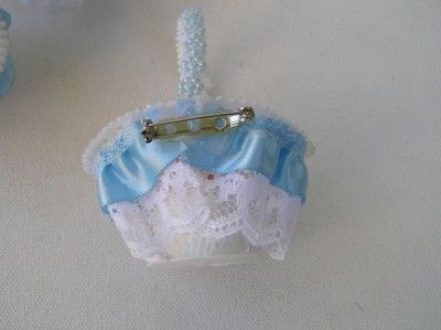   Baby Boy Shower baby pins Favors or CAKE TOPPERS Lot of 4 plus baskets