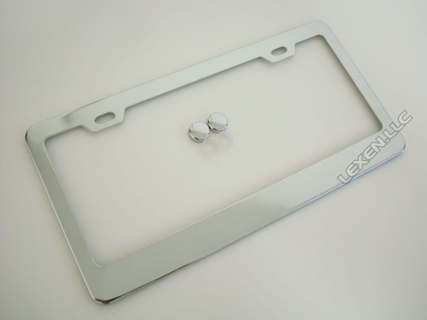 2X CHROME METAL LICENSE PLATE FRAME + SCREW CAPS m#cf 2  