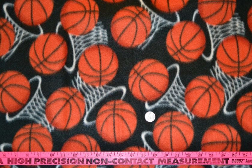 GREAT BASKETBALLS & HOOPS ON BLACK FLEECE 47 LONG 58 WIDE JOANN 