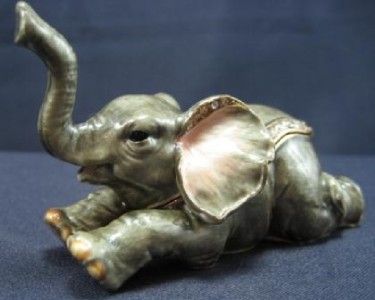 Bejeweled Baby Elephant Trinket Box with Necklace  