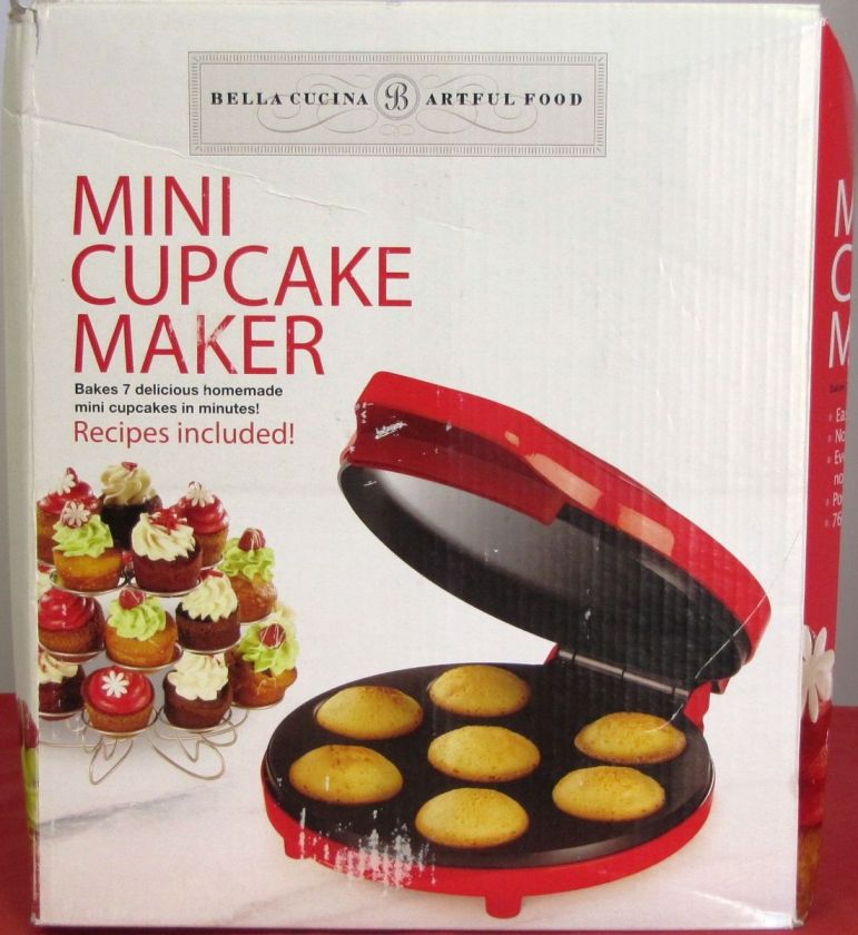 USED BELLA CUCINA MINI CUPCAKE MAKER ARTFUL FOOD 13465 RED  